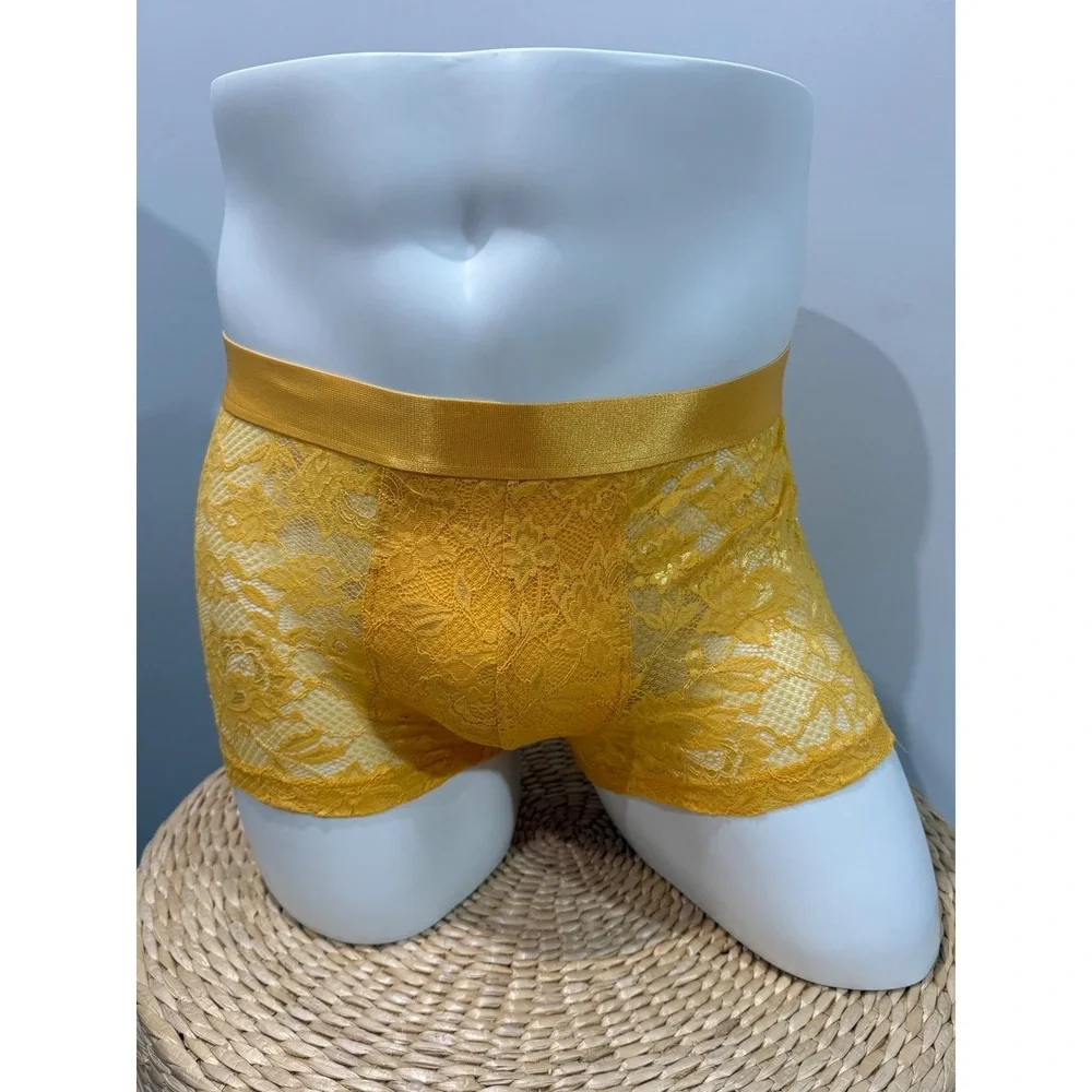 Cosabella Never Say Never Lace Classic Trunk Boxer Brief yellow size S